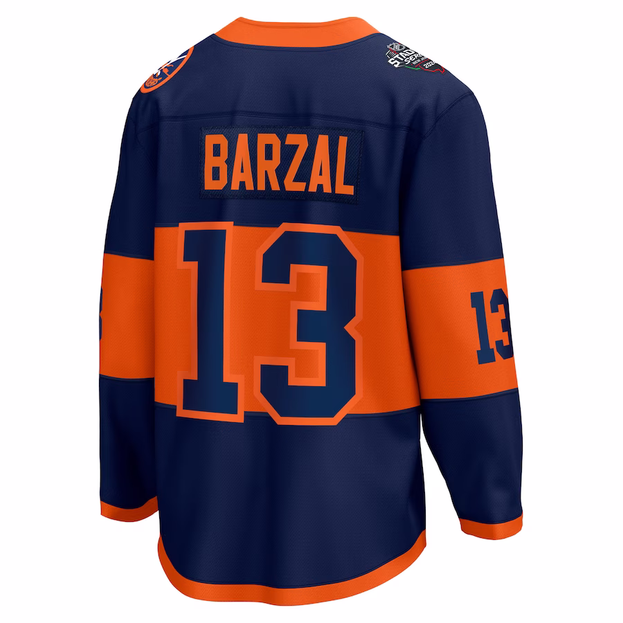 Men's New York Islanders Mathew Barzal Navy 2024 NHL Stadium Series Player Jersey