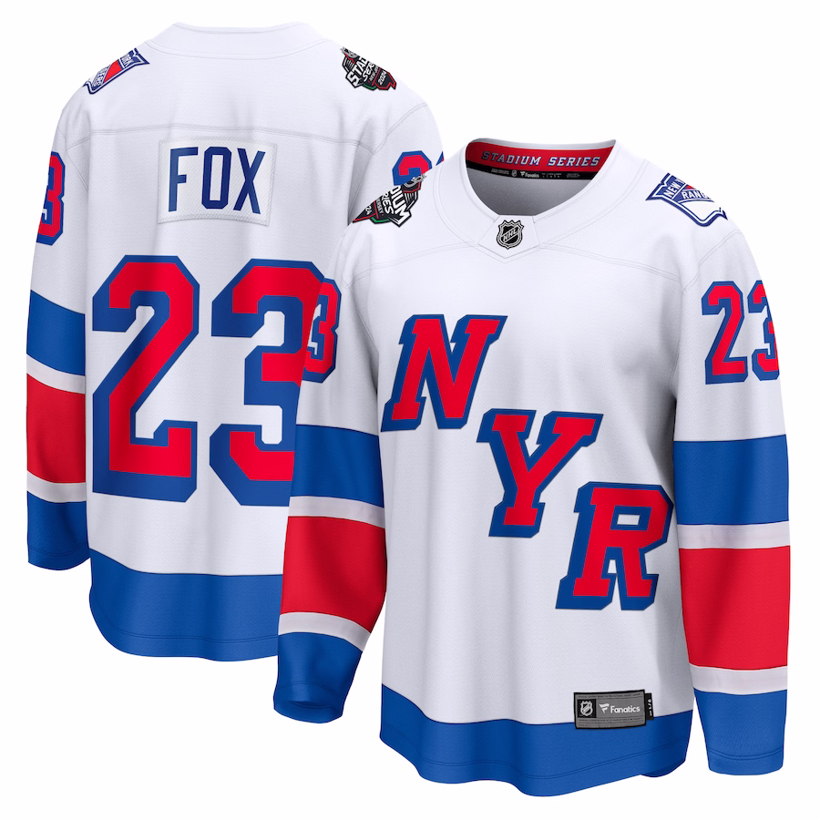 Men's New York Rangers Adam Fox White 2024 NHL Stadium Series Player Jersey