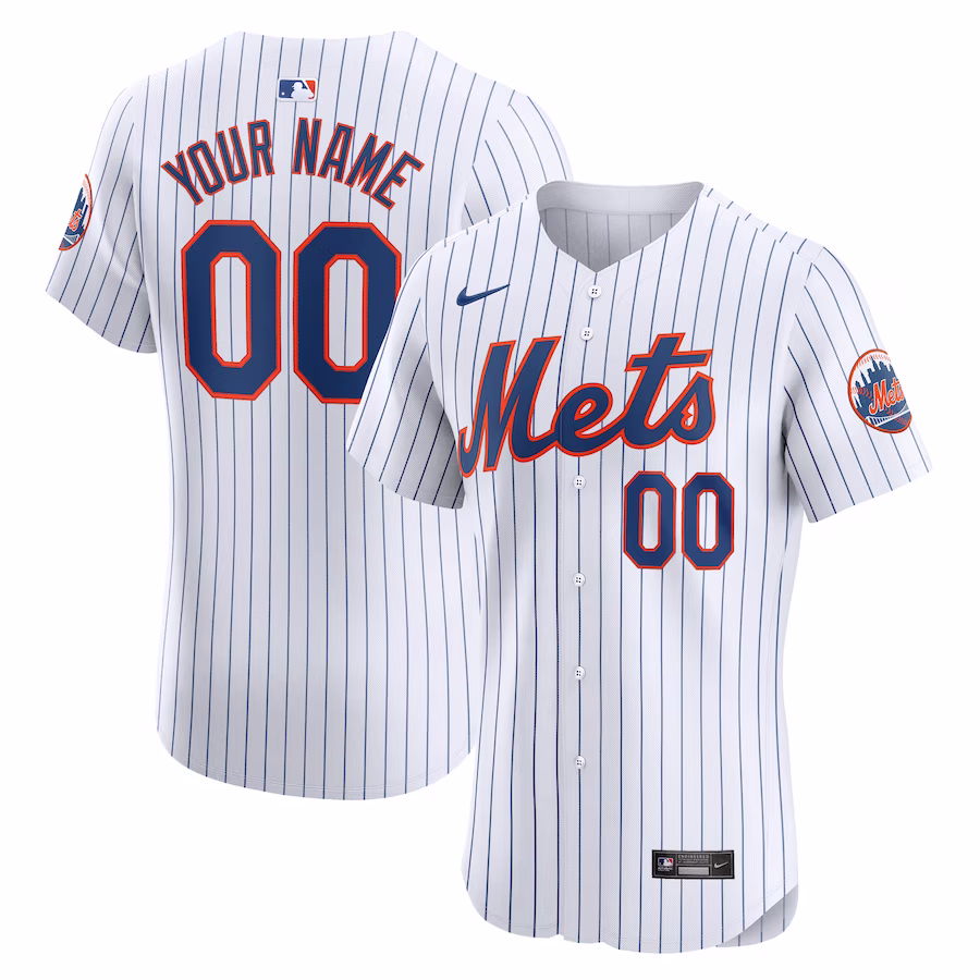 Custom Men's New York Mets White Home Elite Jersey