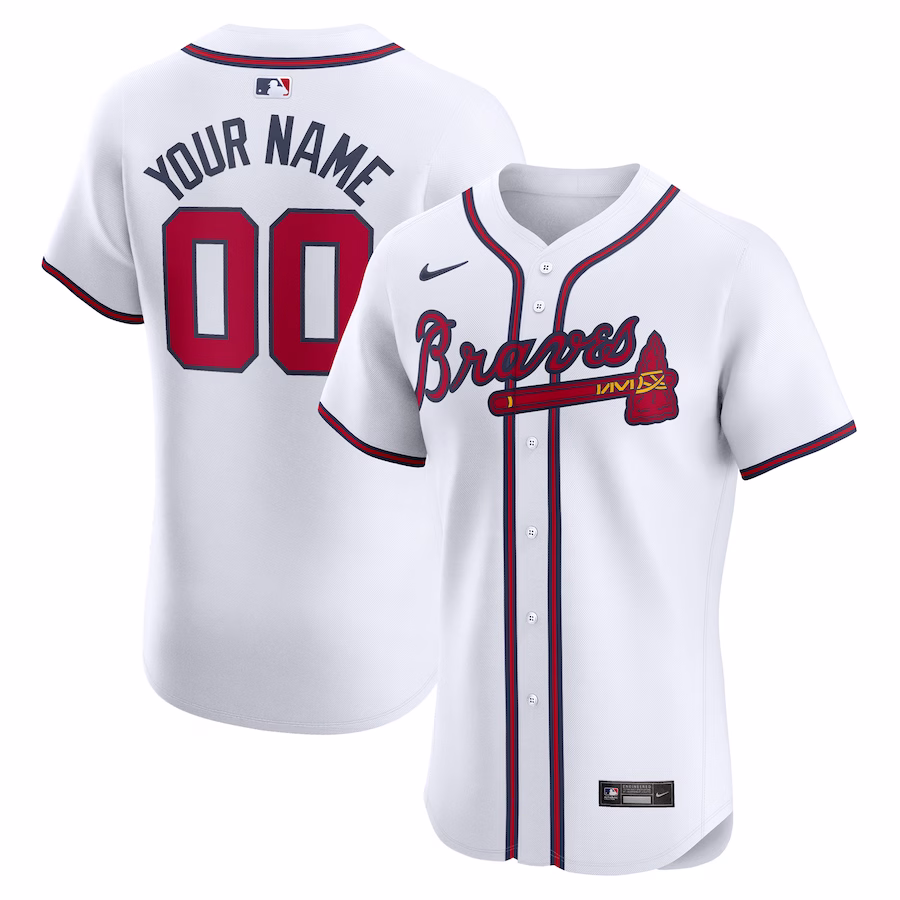 Custom Men's Atlanta Braves White Home Elite Jersey