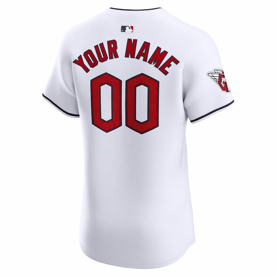 Custom Men's Cleveland Guardians White Home Elite Jersey