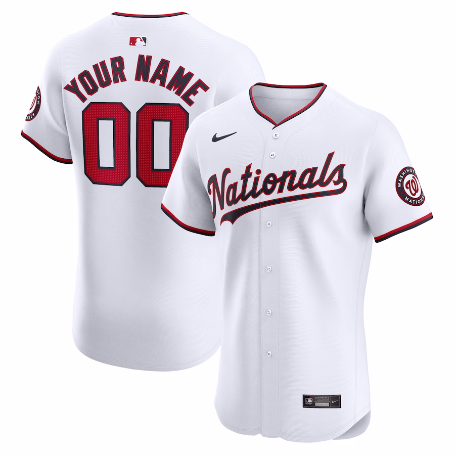 Custom Men's Washington Nationals White Home Elite Jersey