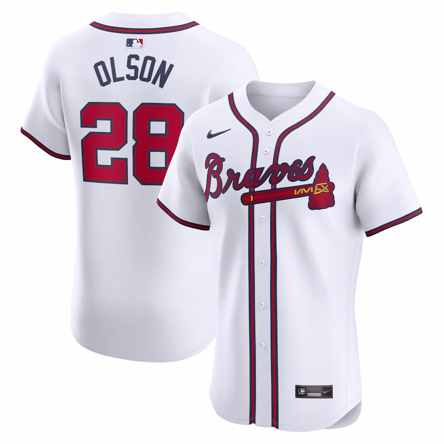 Men's Atlanta Braves Matt Olson White Home Elite Player Jersey