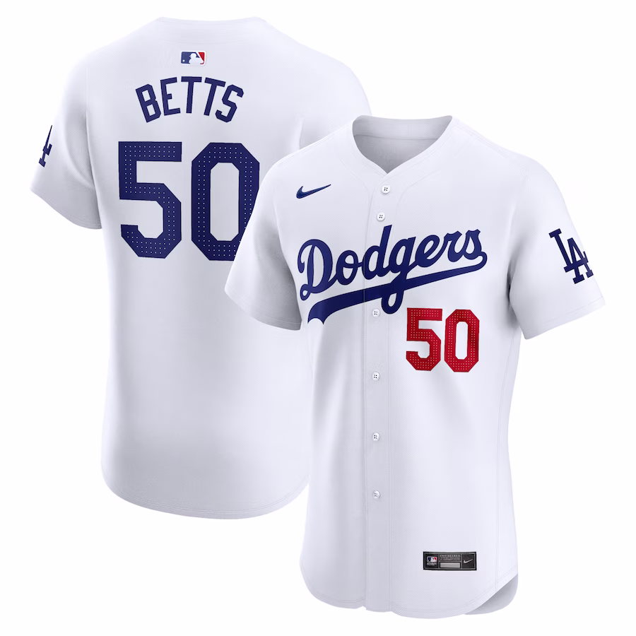 Men's Los Angeles Dodgers Mookie Betts White Home Elite Jersey