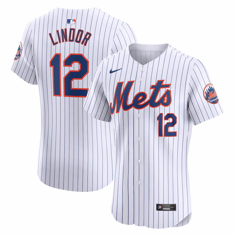 Men's New York Mets Francisco Lindor White Home Elite Jersey