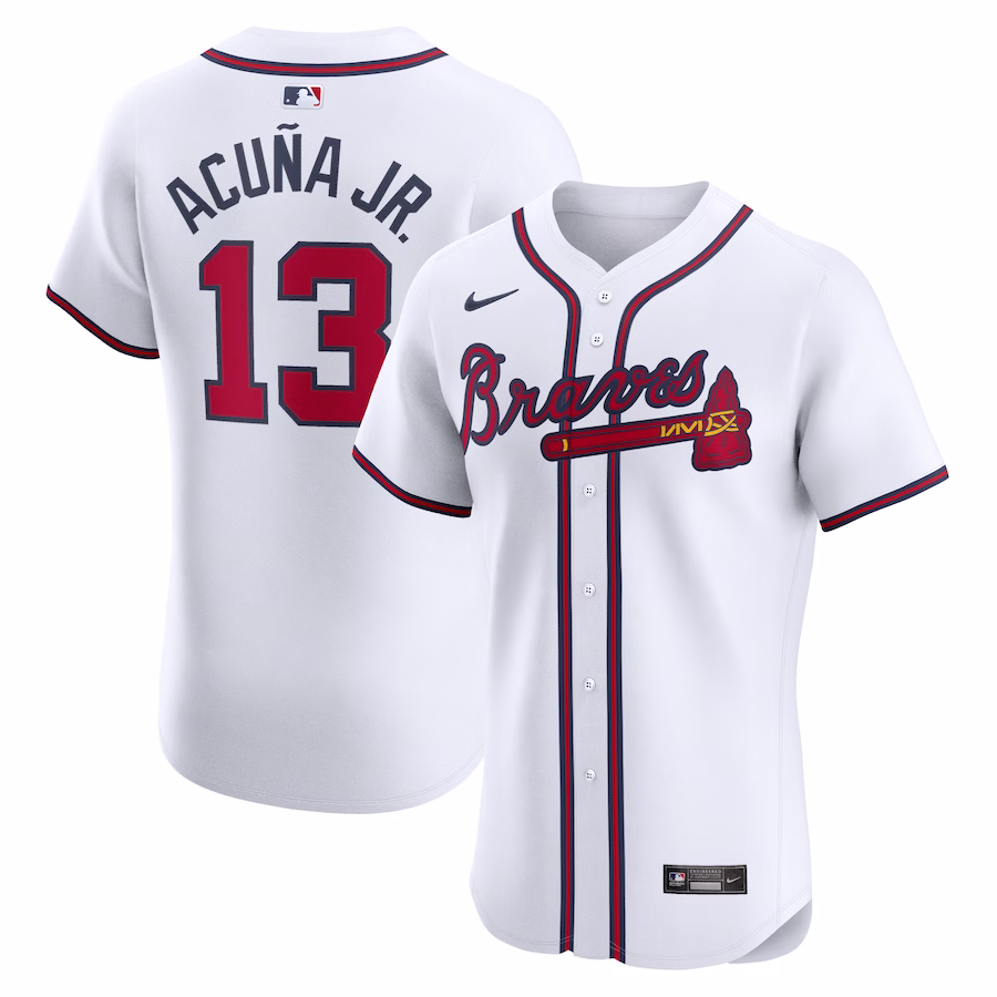 Men's Atlanta Braves Ronald Acuña Jr. White Home Elite Jersey