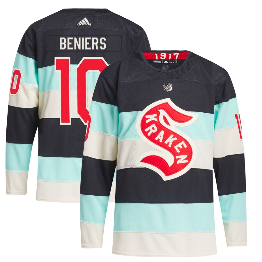 Men's Seattle Kraken Matty Beniers Deep Sea Blue 2024 Winter Classic Authentic Player Jersey