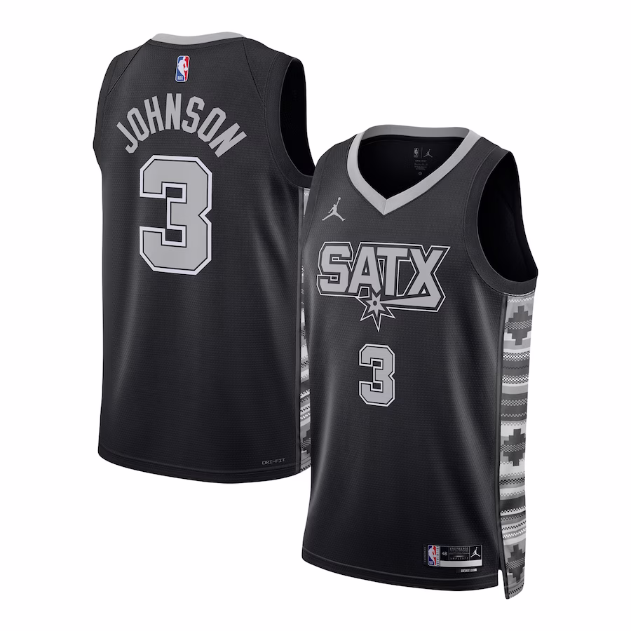 San Antonio Spurs Keldon Johnson Jordan Brand Black Swingman Jersey - Statement Edition