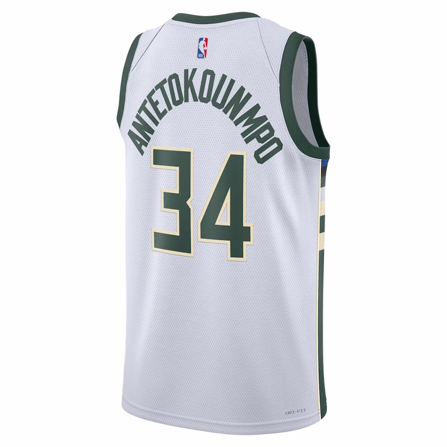 Milwaukee Bucks Giannis Antetokounmpo White Swingman Jersey - Association Edition