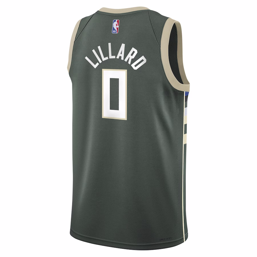 Youth Milwaukee Bucks Damian Lillard Hunter Green Swingman Jersey - Icon Edition