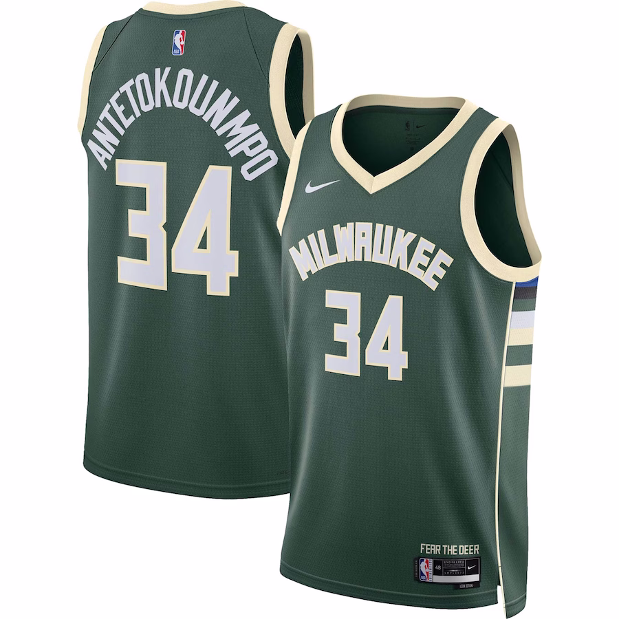 Milwaukee Bucks Giannis Antetokounmpo Hunter Green Swingman Jersey - Icon Edition