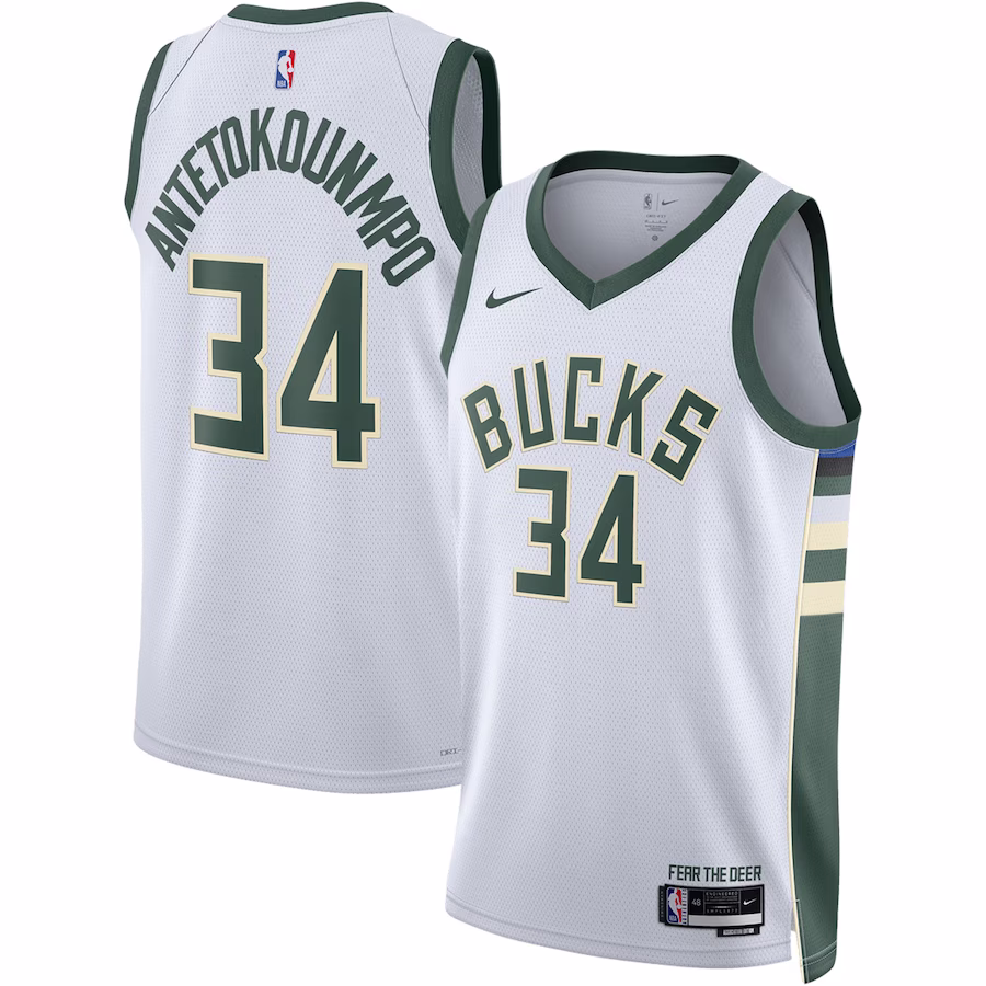 Milwaukee Bucks Giannis Antetokounmpo White Swingman Jersey - Association Edition