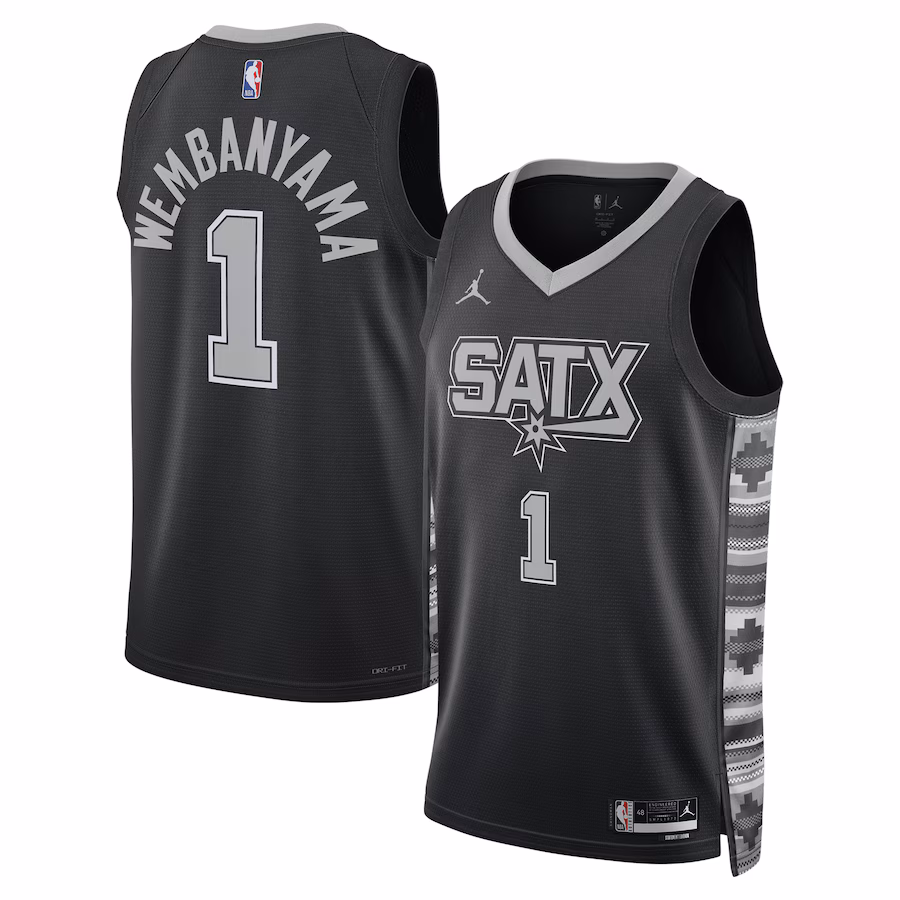 San Antonio Spurs Victor Wembanyama Jordan Brand Black Swingman Jersey - Statement Edition
