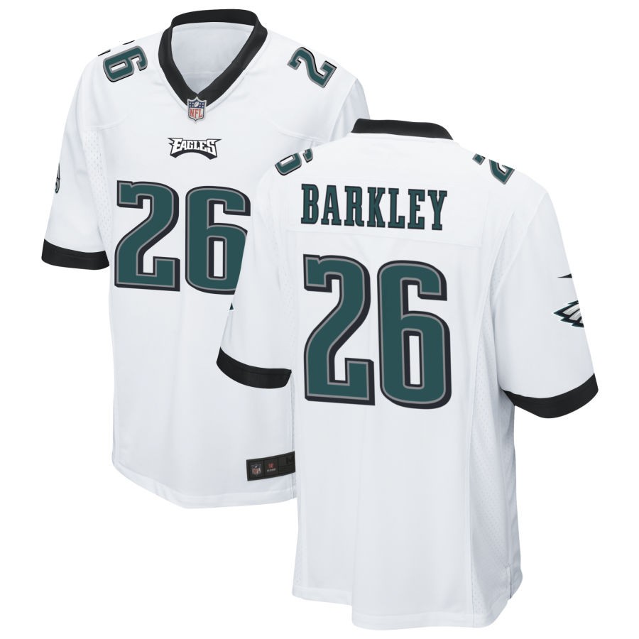 Men's Philadelphia Eagles Saquon Barkley White Game Player Jersey