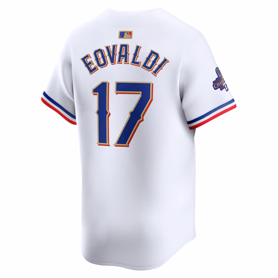 Men's Texas Rangers Nathan Eovaldi Nike White 2024 Gold Collection Limited Player Jersey