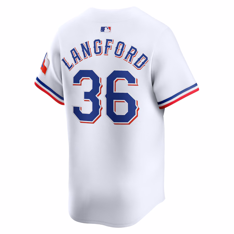 Men's Texas Rangers Wyatt Langford Nike White Home Limited Player Jersey