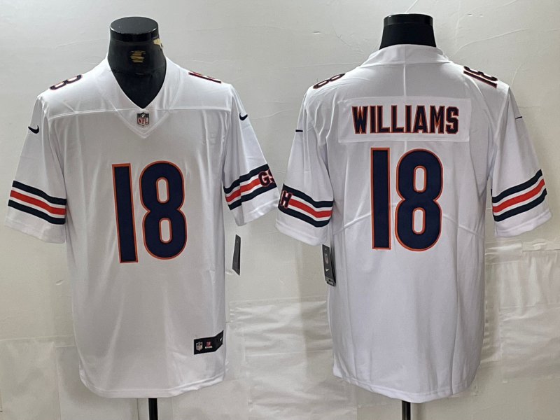 Men's Chicago Bears Caleb Williams White 2024 NFL Draft First Round Pick Player Vapor Limited Jersey