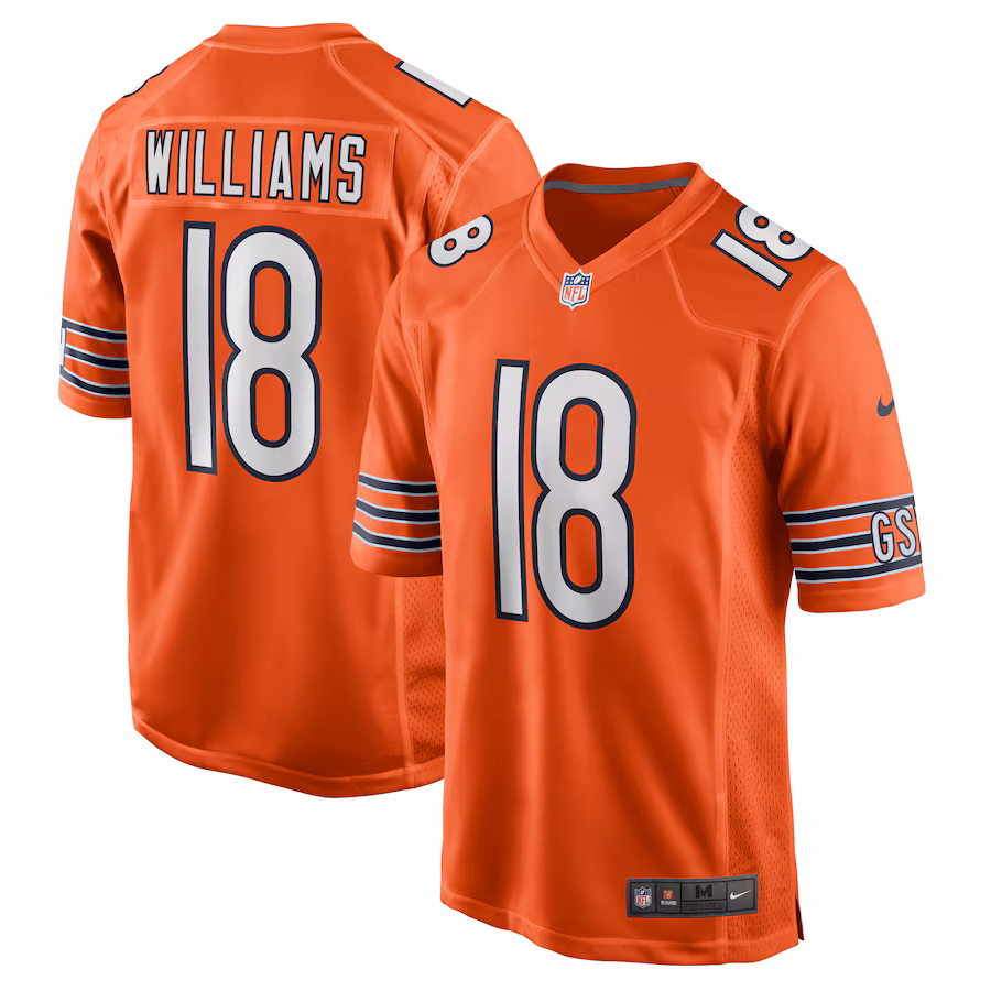 Men's Chicago Bears Caleb Williams Orange Alternate 2024 NFL Draft First Round Pick Player Game Jersey