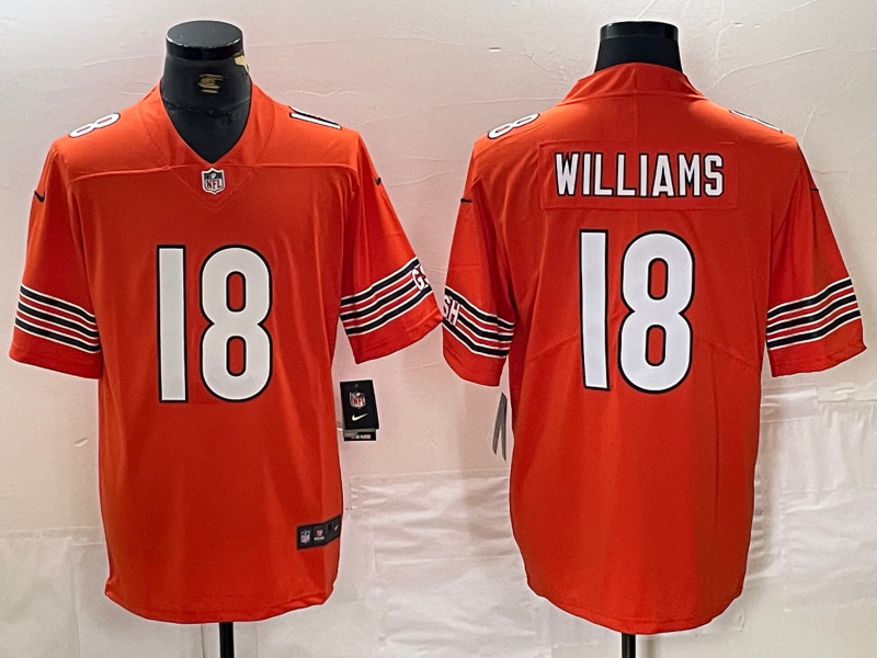 Men's Chicago Bears Caleb Williams Orange 2024 NFL Draft First Round Pick Player Vapor Limited Jersey