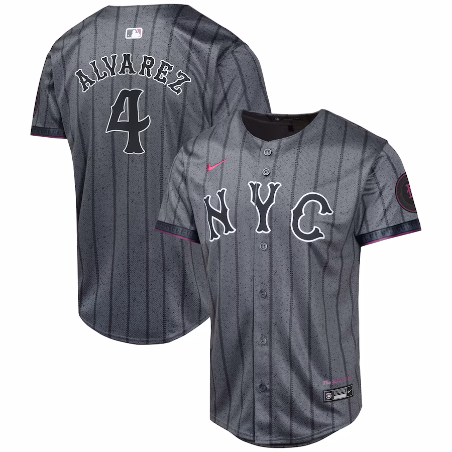 Youth New York Mets Francisco Alvarez Graphite 2024 City Connect Limited Player Jersey