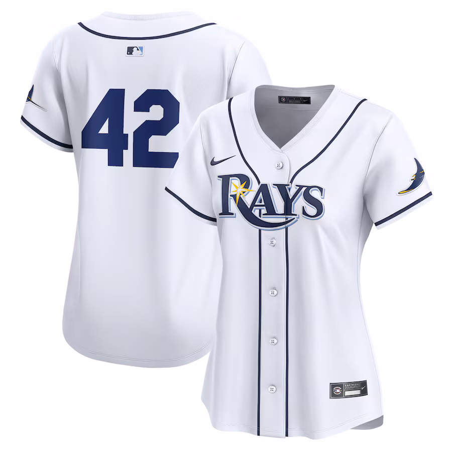 Women's Tampa Bay Rays Nike White 2024 Jackie Robinson Day Home Limited Jersey