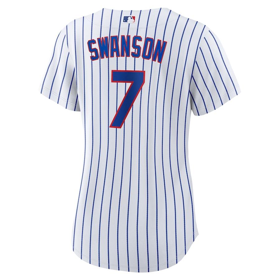 Women's Chicago Cubs Dansby Swanson Nike White Royal Home Replica Player Jersey