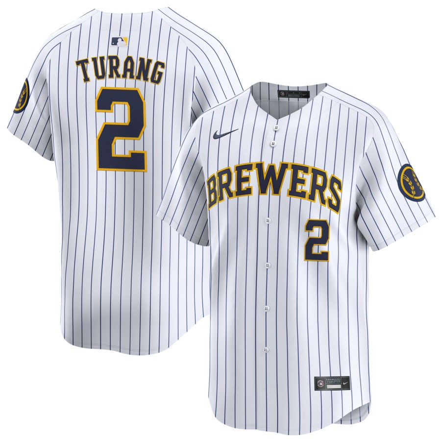 Men's Milwaukee Brewers Brice Turang Nike White Alternate Limited Player Jersey