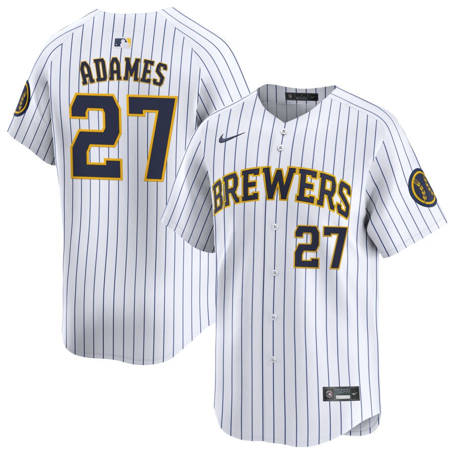Men's Milwaukee Brewers Willy Adames Nike White Alternate Limited Player Jersey