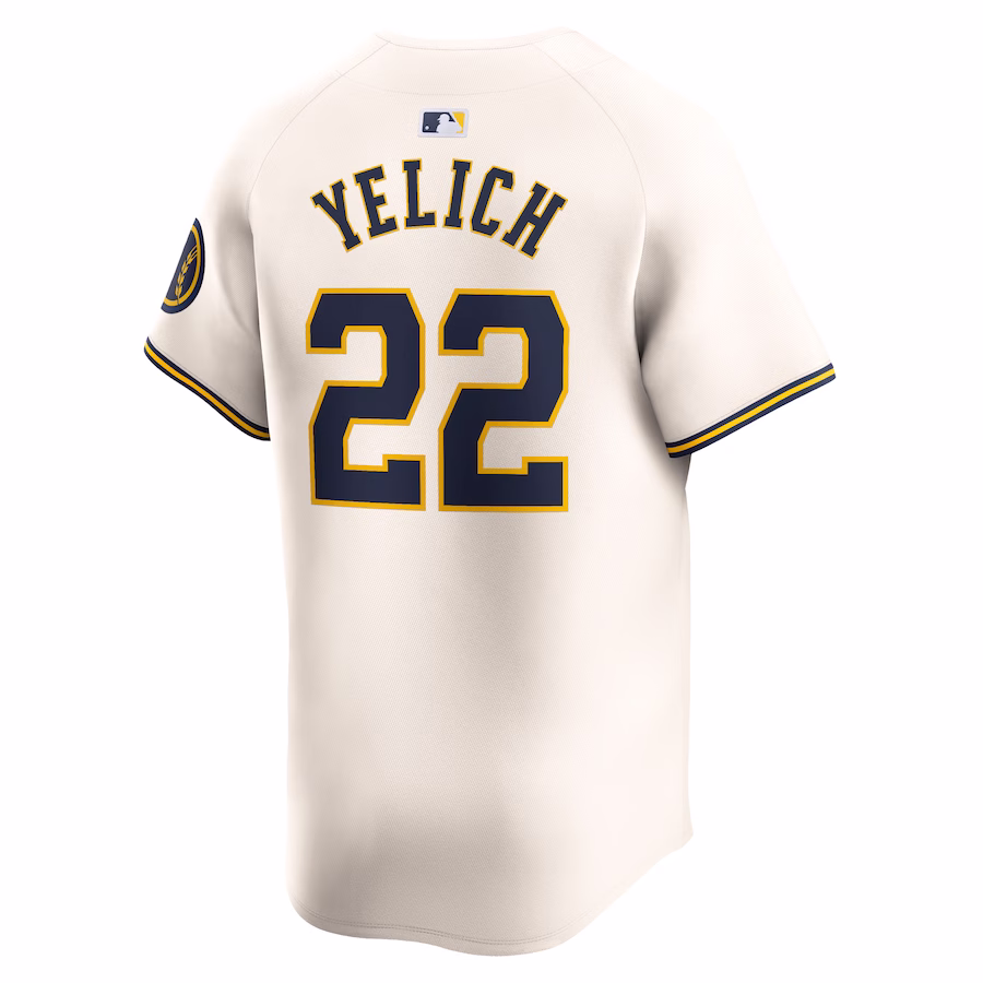 Men's Milwaukee Brewers Christian Yelich Nike Cream Home Limited Player Jersey