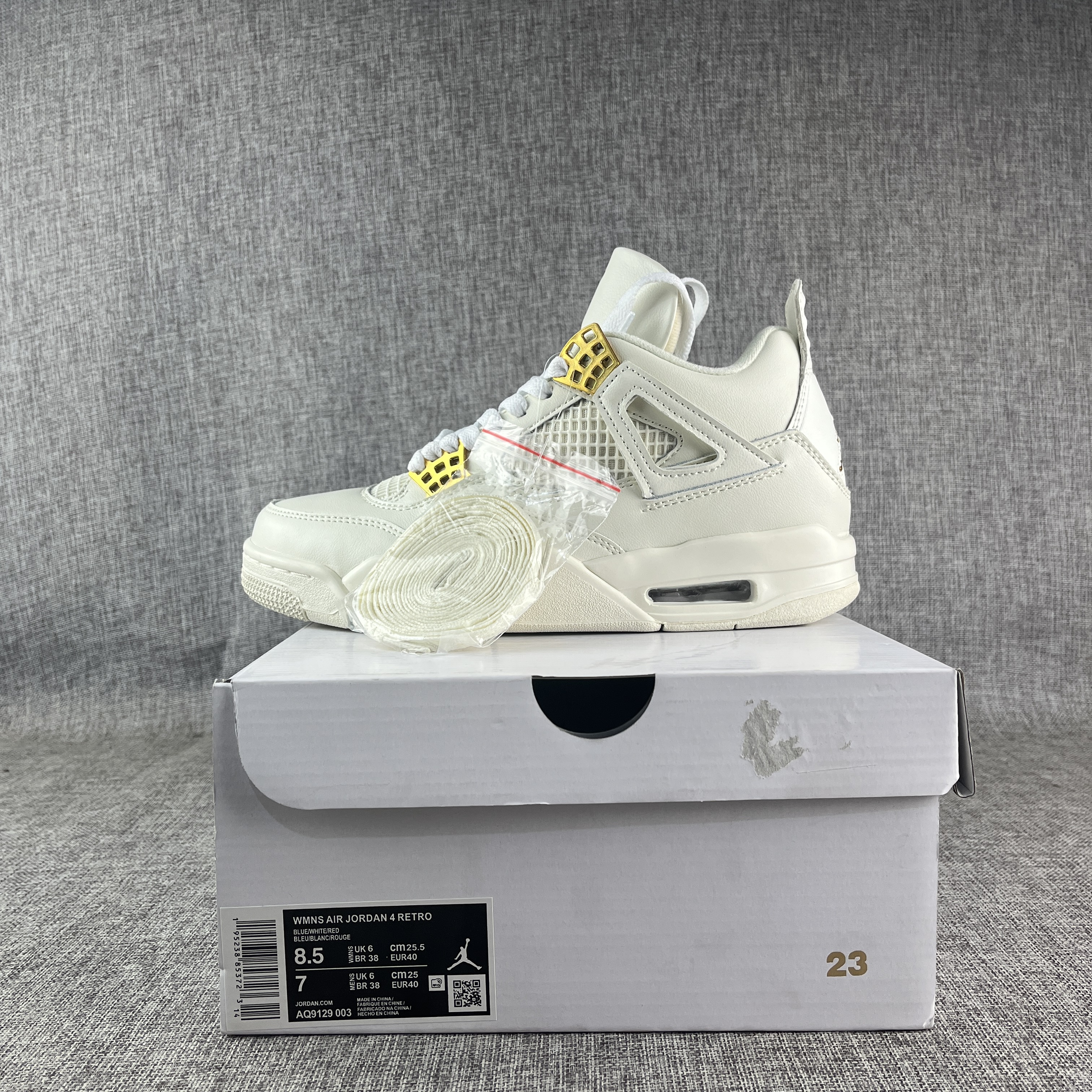 Women Air Jordan 4 Retro White Golden