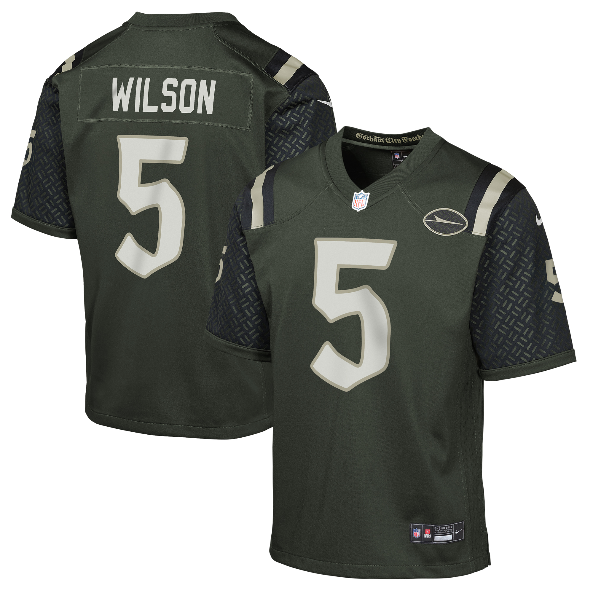 Youth New York Jets Garrett Wilson Gotham Green 2025 Rivalries Collection Game Jersey