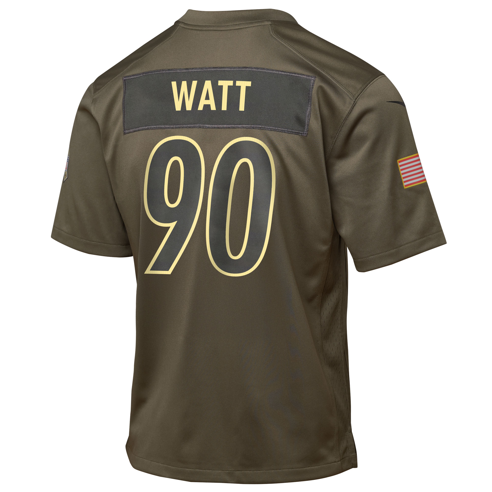 Youth Pittsburgh Steelers T.J. Watt Olive 2025 Salute to Service Game Jersey