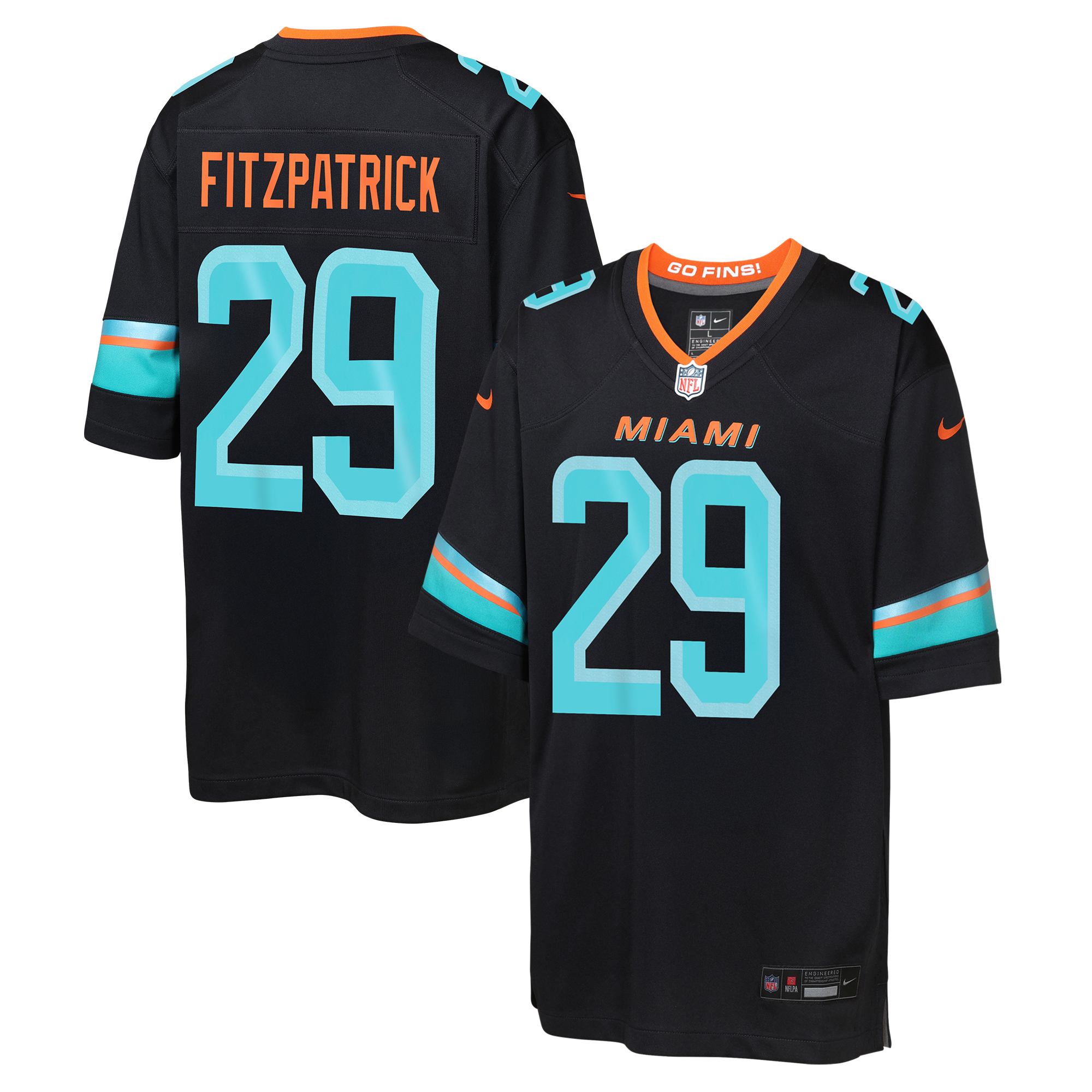 Youth Miami Dolphins Minkah Fitzpatrick Pitch Blue 2025 Rivalries Collection Game Jersey