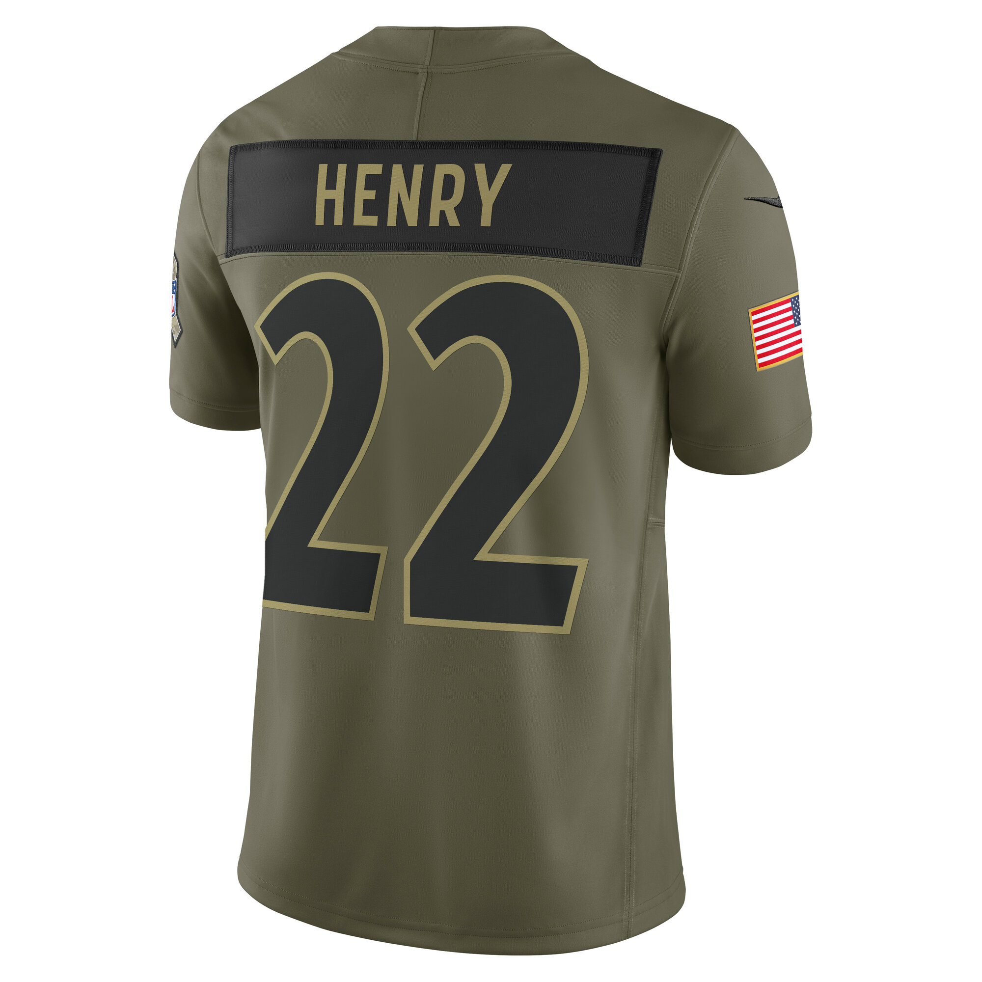 Men's Baltimore Ravens Derrick Henry Olive 2025 Salute to Service Limited Jersey