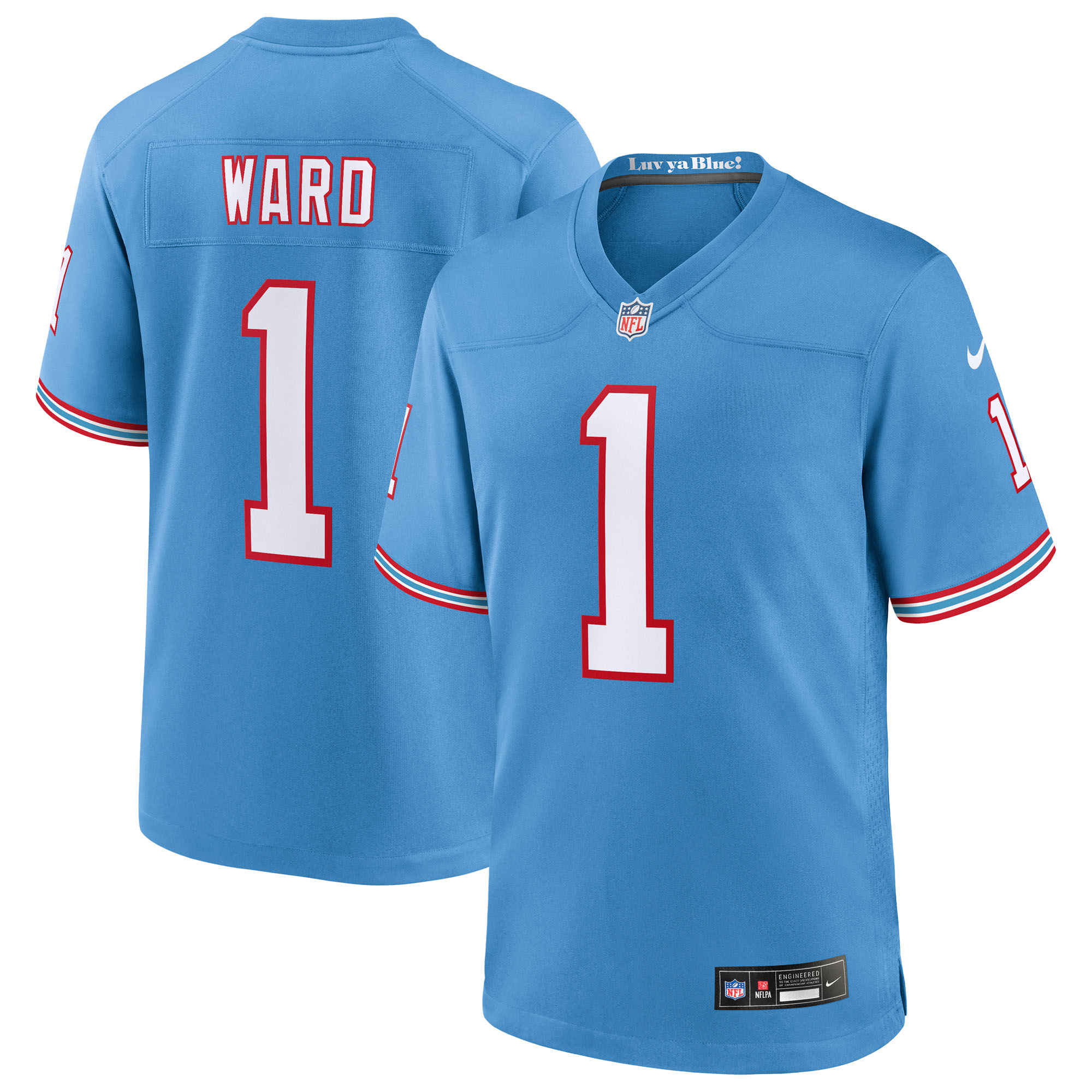 Men's Tennessee Titans Cameron Ward Light Blue 2025 NFL Draft First Round Pick 2nd Alternate Game Jersey