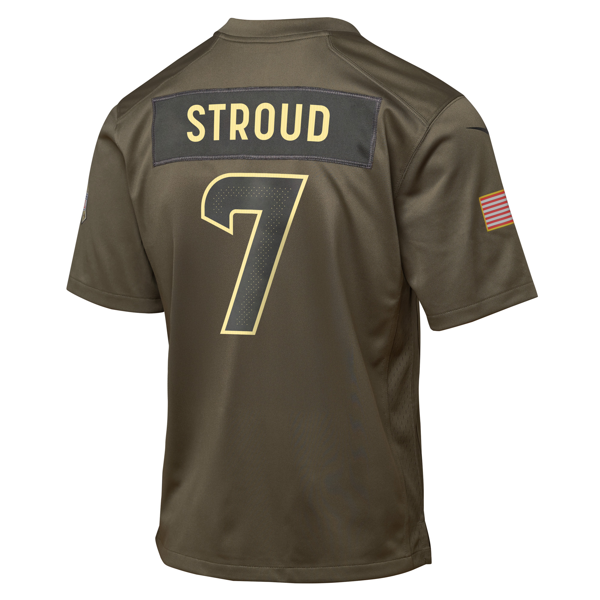 Youth Houston Texans C.J. Stroud Olive 2025 Salute to Service Game Jersey