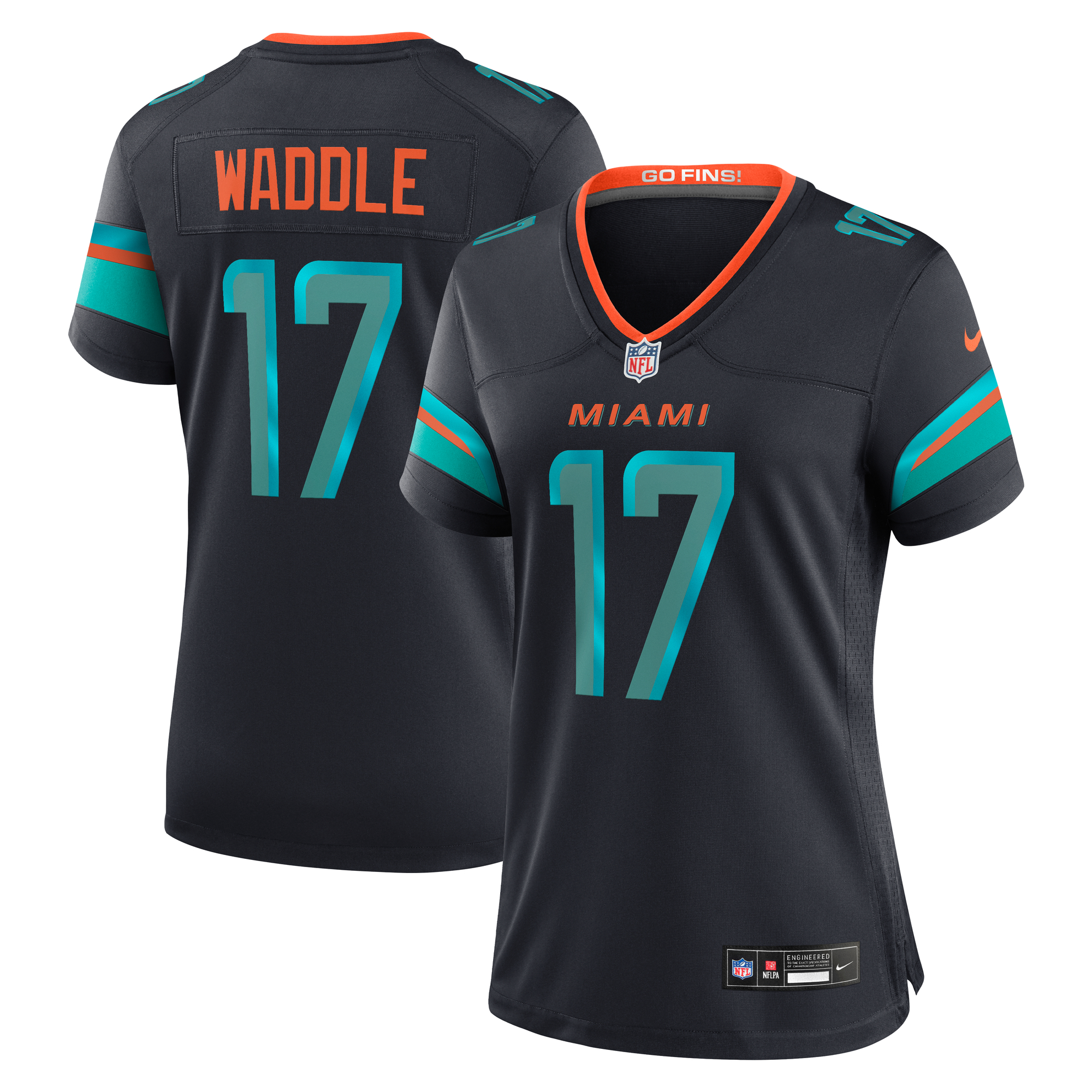 Women's Miami Dolphins Jaylen Waddle Pitch Blue 2025 Rivalries Collection Game Jersey