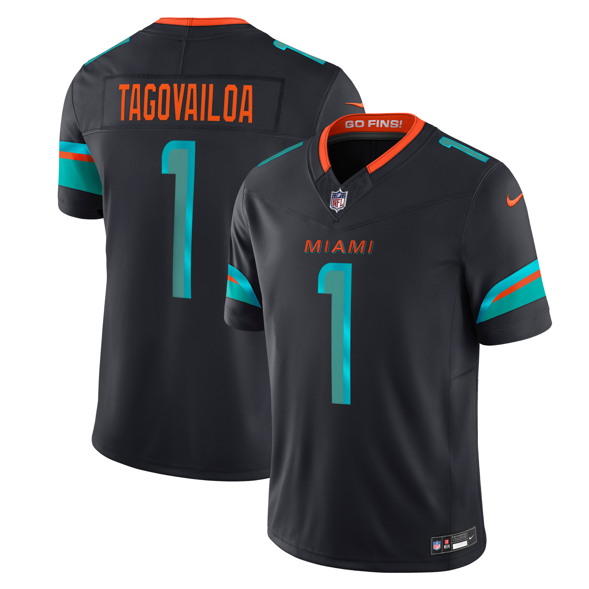 Men's Miami Dolphins Tua Tagovailoa Pitch Blue 2025 Rivalries Collection Limited Jersey