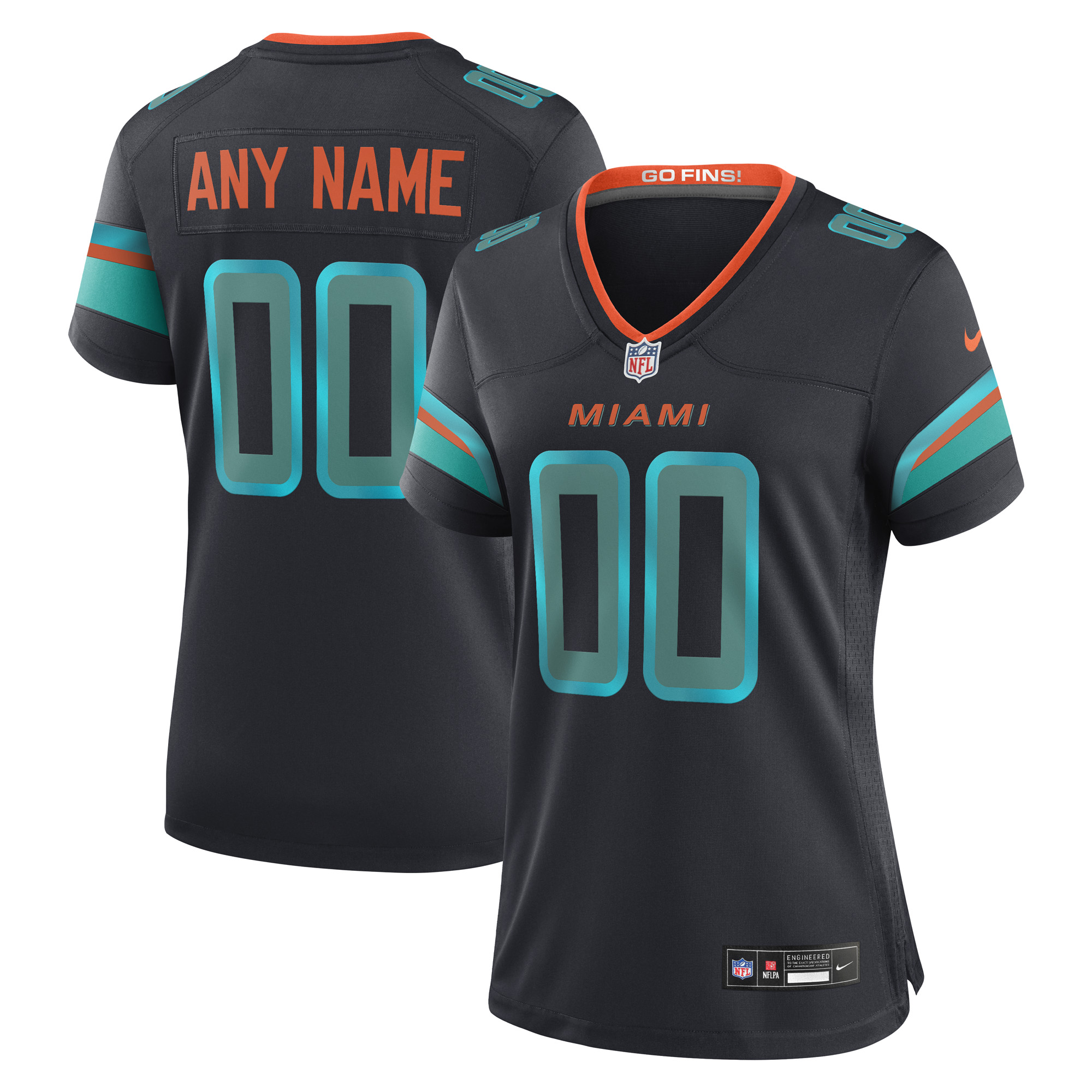 Women's Miami Dolphins Pitch Blue 2025 Rivalries Collection Custom Game Jersey