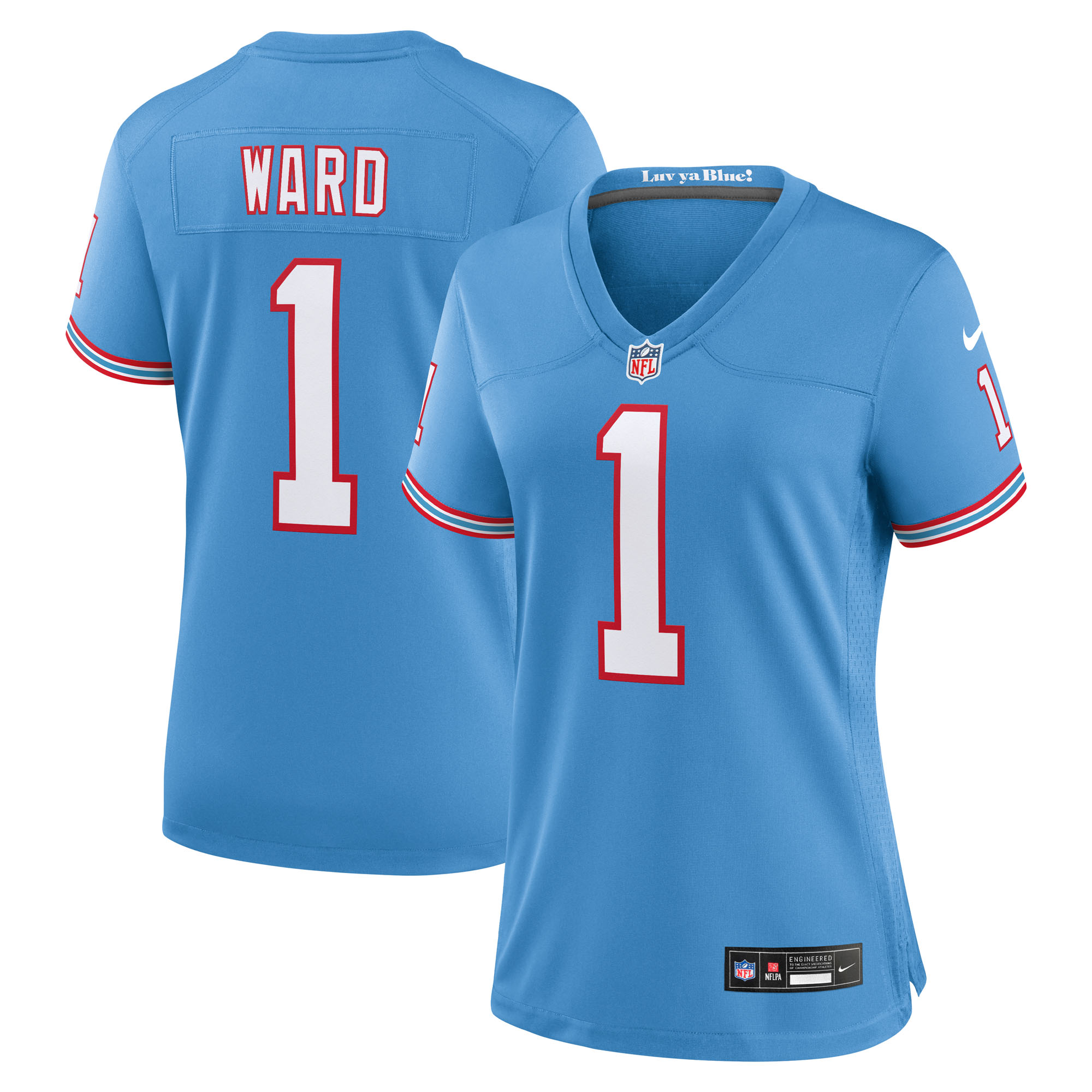 Women's Tennessee Titans Cam Ward Light Blue 2025 NFL Draft 2nd Alternate Game Jersey