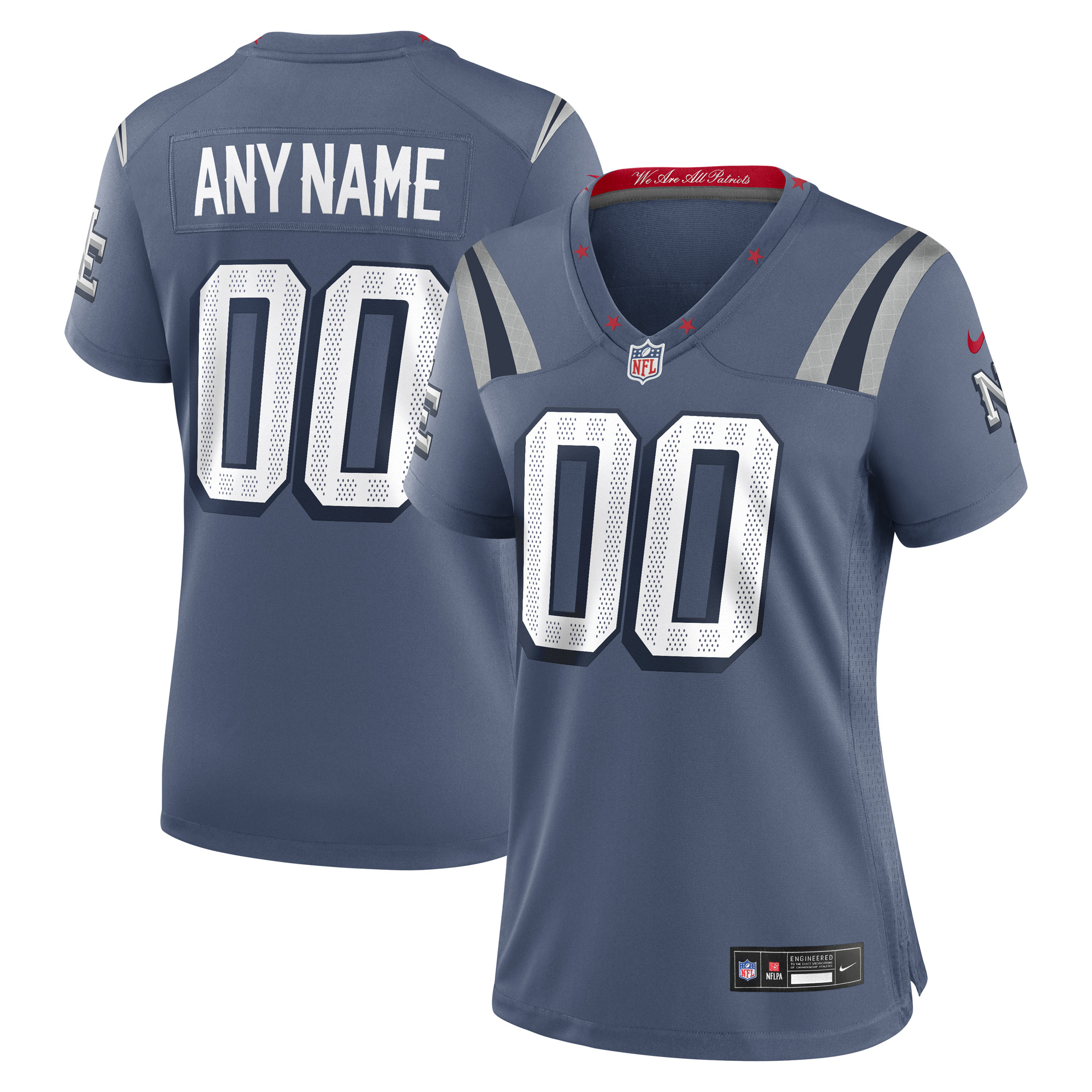 Women's New England Patriots Storm Blue 2025 Rivalries Collection Custom Game Jersey