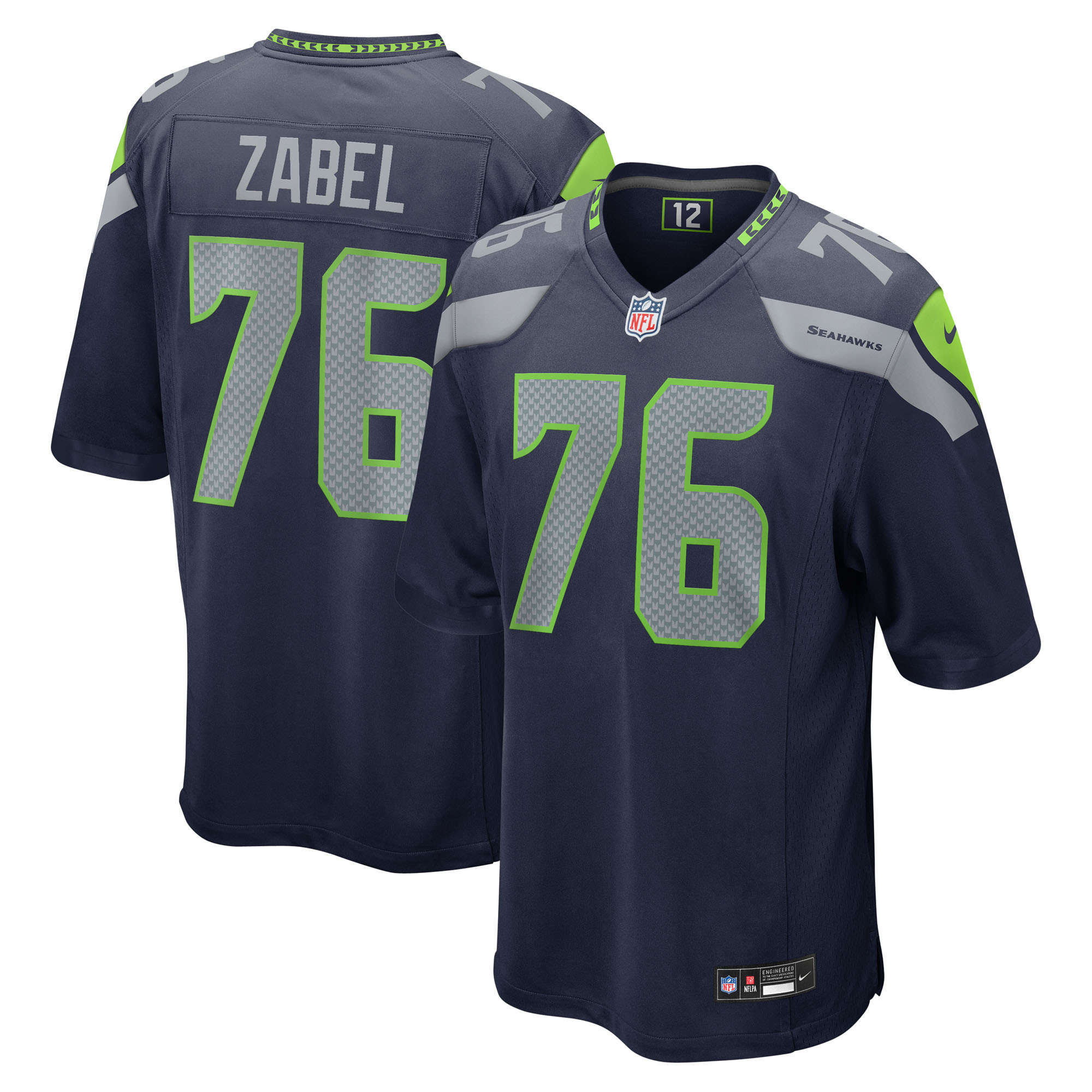 Men's Seattle Seahawks Grey Zabel College Navy 2025 NFL Draft First Round Pick Game Jersey
