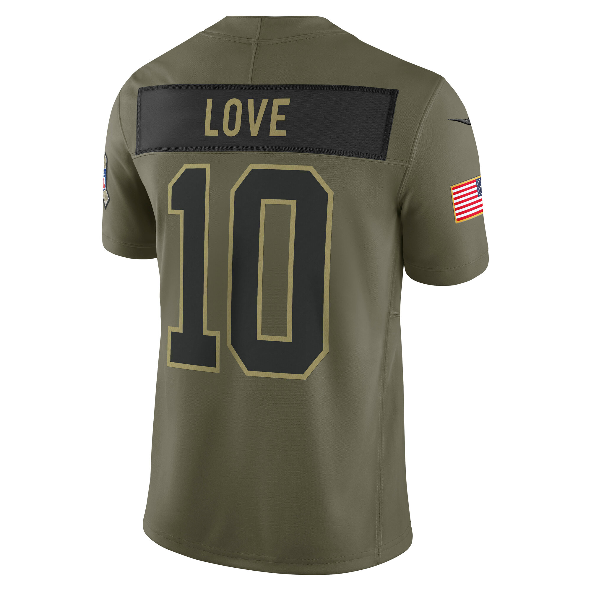 Men's Green Bay Packers Jordan Love Olive 2025 Salute to Service Limited Jersey
