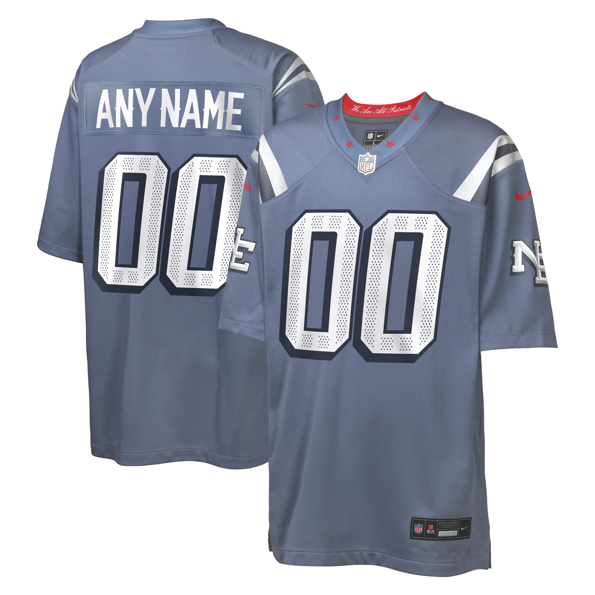 Youth New England Patriots Storm Blue 2025 Rivalries Collection Custom Game Jersey