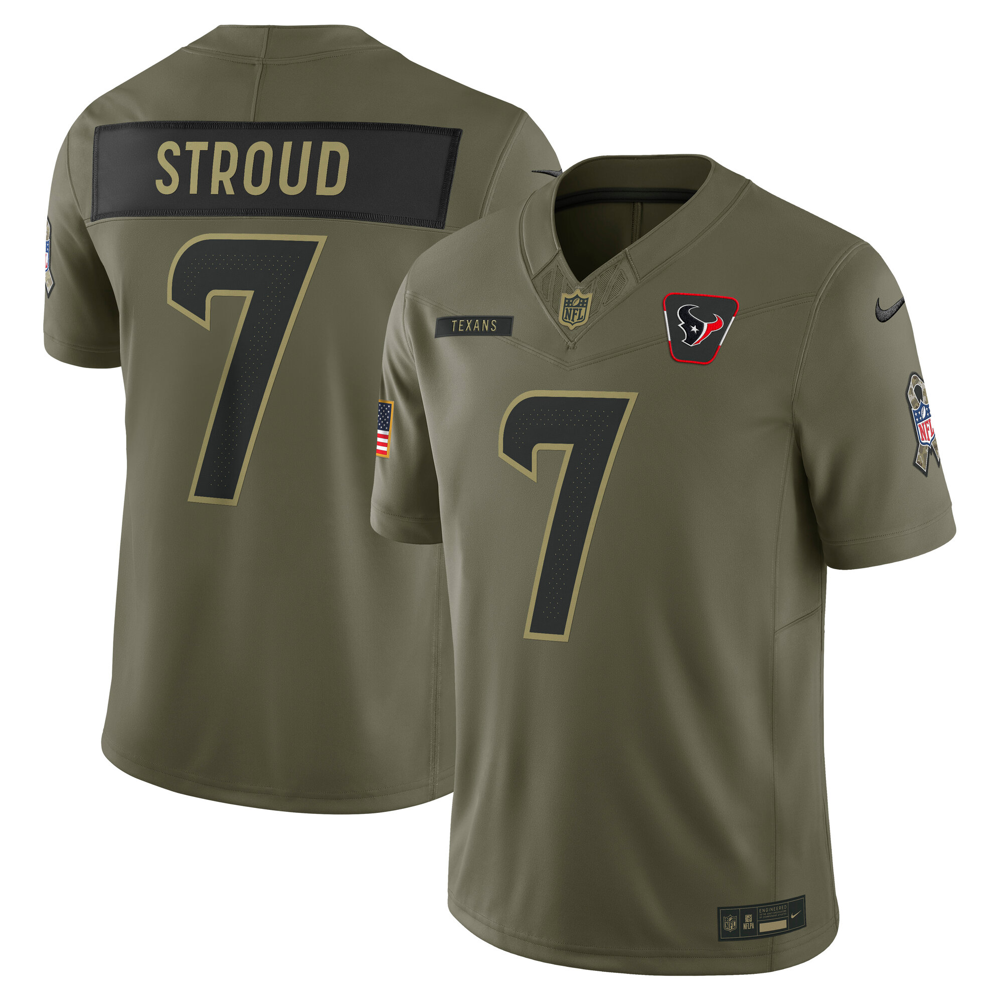 Men's Houston Texans C.J. Stroud Olive 2025 Salute to Service Limited Jersey