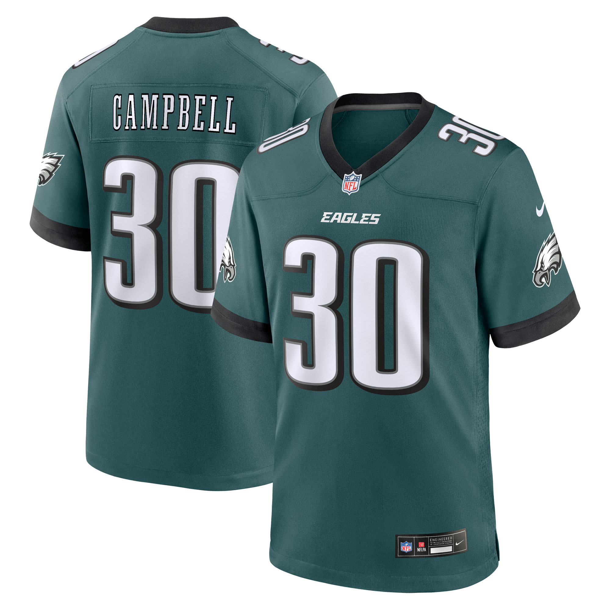 Men's Philadelphia Eagles Jihaad Campbell Green 2025 NFL Draft First Round Pick Game Jersey