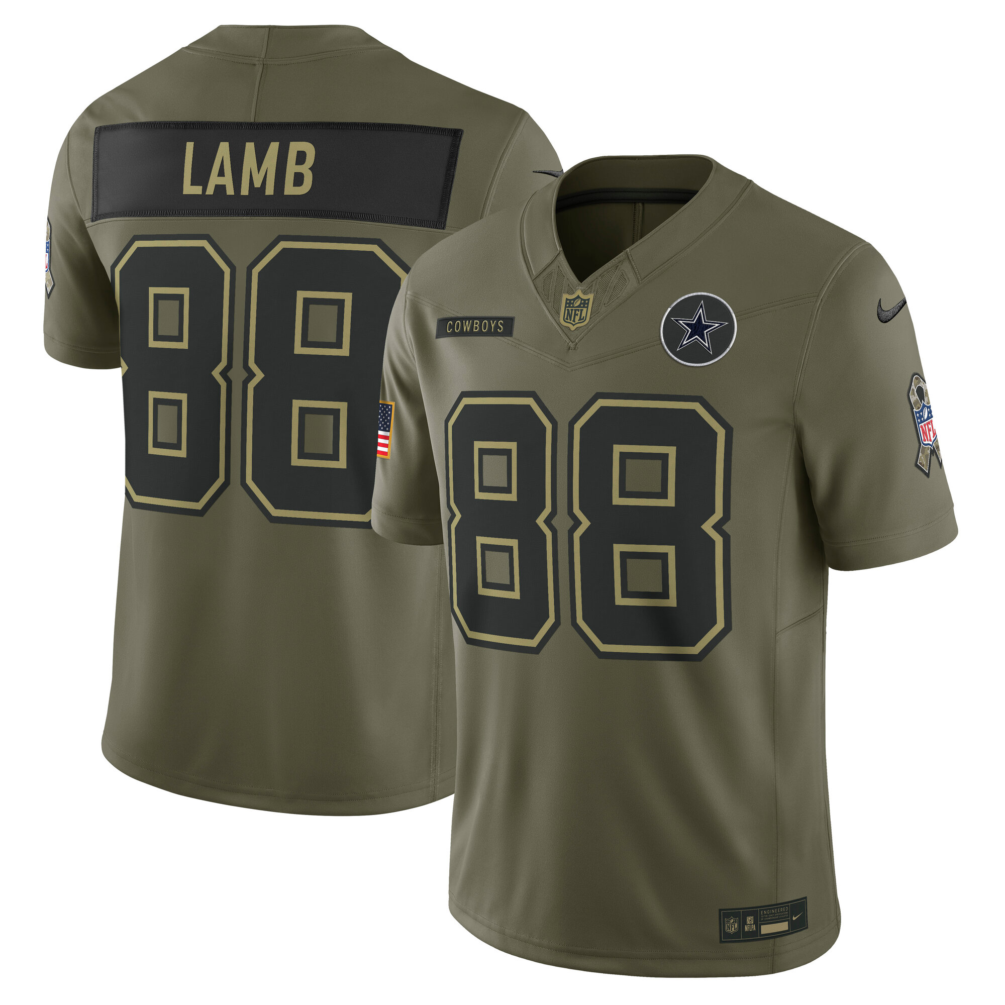 Men's Dallas Cowboys CeeDee Lamb Olive 2025 Salute to Service Limited Jersey