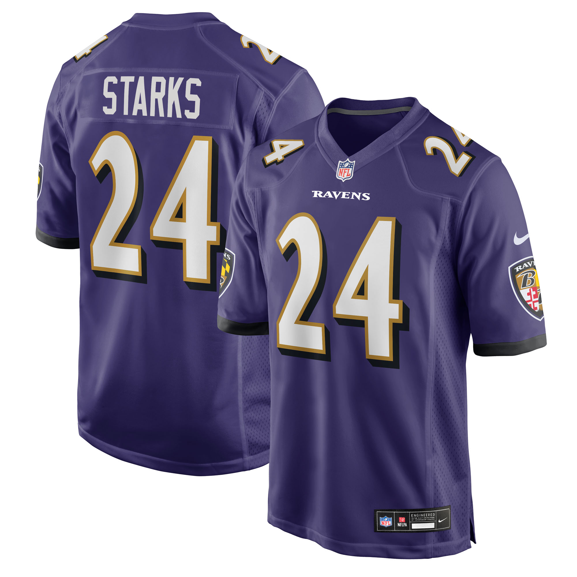 Men's Baltimore Ravens Malaki Starks Purple 2025 NFL Draft First Round Pick Game Jersey