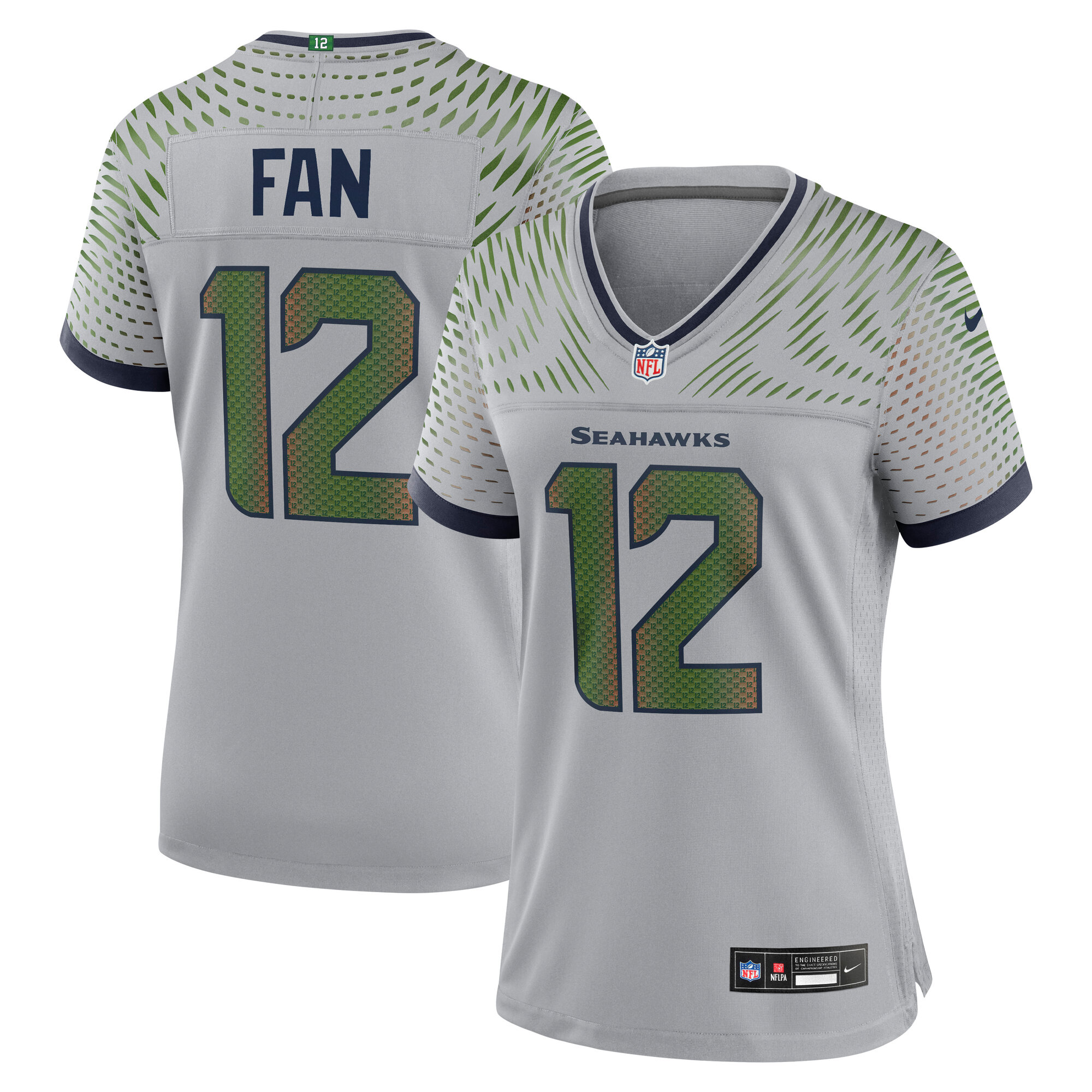 复制Women's Seattle Seahawks 12s Wolf Gray 2025 Rivalries Collection Game Jersey