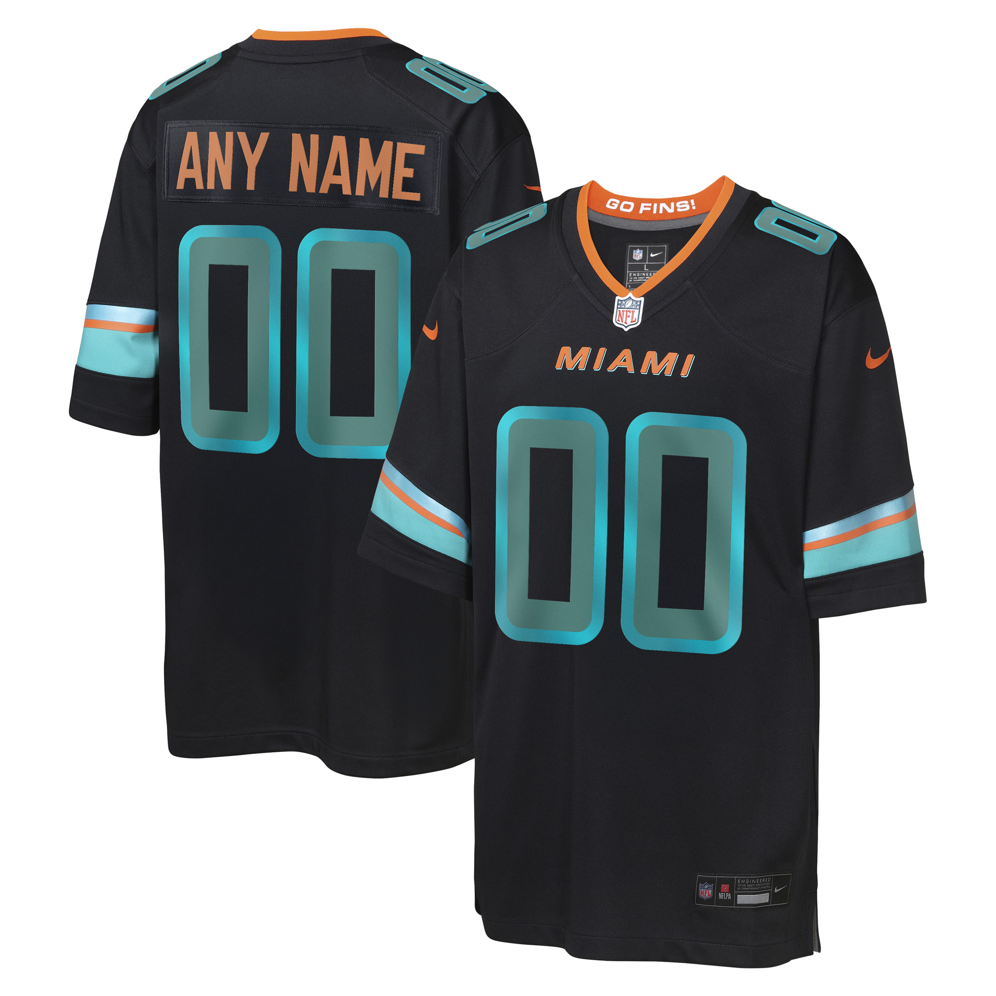 Youth Miami Dolphins Pitch Blue 2025 Rivalries Collection Custom Game Jersey